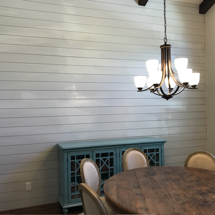 Dining room showcasing horizontal shiplap.