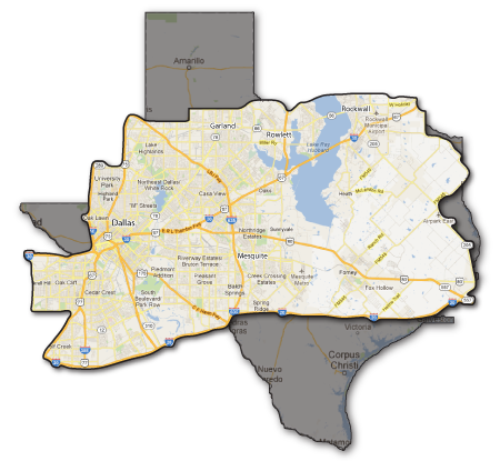 Southern Painting - Greater Dallas Service Area Map