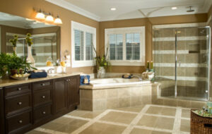 Picture of the interior of a recently painted bathroom.